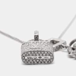 Louis Vuitton Lock It Key Padlock Diamonds 18k White Gold Pendant Necklace