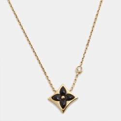 Louis Vuitton BB Blossom Star Onyx Diamond 18k Yellow Gold Necklace