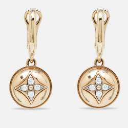 Louis Vuitton Blossom Diamond Two Tone 18K Gold Dangle Earrings