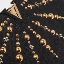 Pre Owned Louis Vuitton Black Leather Studded Sol Capucines PM Bag