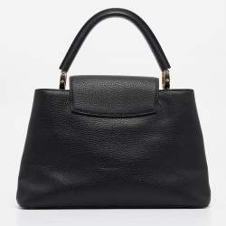 Pre Owned Louis Vuitton Black Leather Studded Sol Capucines PM Bag