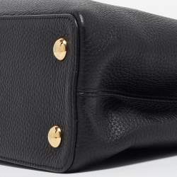 Pre Owned Louis Vuitton Black Leather Studded Sol Capucines PM Bag