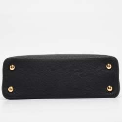 Pre Owned Louis Vuitton Black Leather Studded Sol Capucines PM Bag