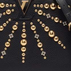 Pre Owned Louis Vuitton Black Leather Studded Sol Capucines PM Bag