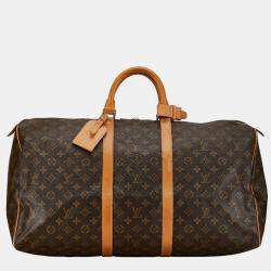 Louis Vuitton Brown Canvas Keepall 55 Bag