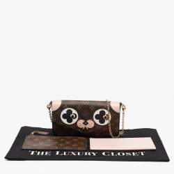Pre Owned Louis Vuitton Rose Ballerine Monogram Pochette Felicie Valentine Dog