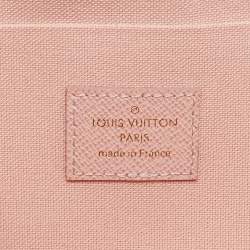 Pre Owned Louis Vuitton Rose Ballerine Monogram Pochette Felicie Valentine Dog