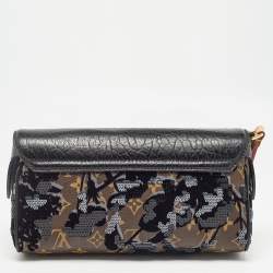 Louis Vuitton Black/Monogram Canvas and Leather Limited Edition Fleur de Jais Manege Clutch