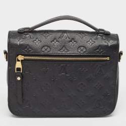 Pre Owned Louis Vuitton Black Monogram Empreinte Leather Pochette Metis Bag