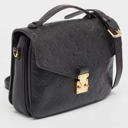 Pre Owned Louis Vuitton Black Monogram Empreinte Leather Pochette Metis Bag