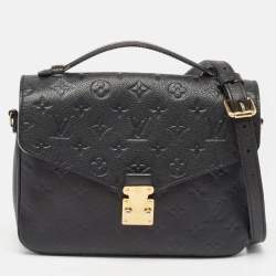 Pre Owned Louis Vuitton Black Monogram Empreinte Leather Pochette Metis Bag