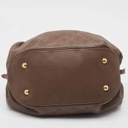 Pre Owned Louis Vuitton Moka Monogram Mahina Leather Surya L Bag