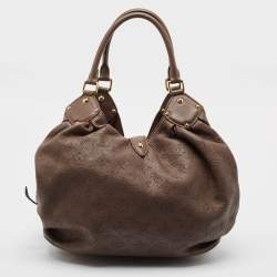 Pre Owned Louis Vuitton Moka Monogram Mahina Leather Surya L Bag