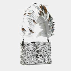 Louis Vuitton Black/White Leather and Feather Petite Malle Shoulder Bag