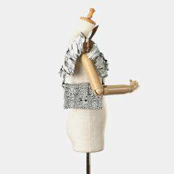 Louis Vuitton Black/White Leather and Feather Petite Malle Shoulder Bag