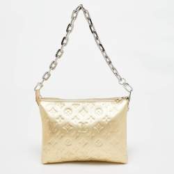 Pre Owned Louis Vuitton Gold Monogram Embossed Coussin PM Bag