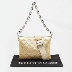 Pre Owned Louis Vuitton Gold Monogram Embossed Coussin PM Bag