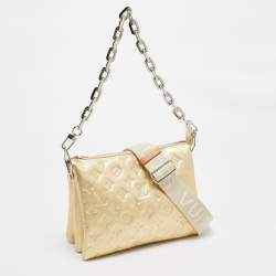 Pre Owned Louis Vuitton Gold Monogram Embossed Coussin PM Bag