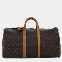 Louis Vuitton Brown Monogram Canvas Keepall 55 Travel Bag