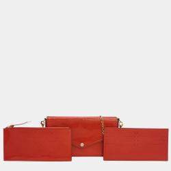 Louis Vuittion Red Monogram Vernis Pochette Felicie Bag