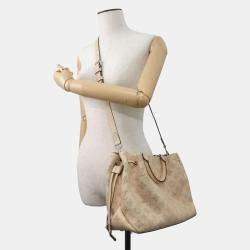 Louis Vuitton Cream Monogram Mahina Leather Bella Shoulder Bag