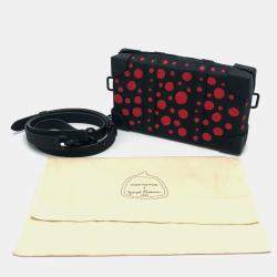 Louis Vuitton Black Leather Yayoi Kusama Infinity Dots Soft Trunk Shoulder Bag