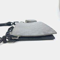 Louis Vuitton Silver Glitter Leather Damier In The Loop Trio Pouch Shoulder Bag