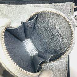 Louis Vuitton Silver Glitter Leather Damier In The Loop Trio Pouch Shoulder Bag