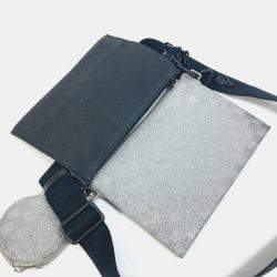 Louis Vuitton Silver Glitter Leather Damier In The Loop Trio Pouch Shoulder Bag