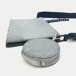 Louis Vuitton Silver Glitter Leather Damier In The Loop Trio Pouch Shoulder Bag