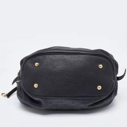 Pre Owned Louis Vuitton Black Monogram Mahina Leather L Bag