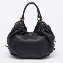 Pre Owned Louis Vuitton Black Monogram Mahina Leather L Bag