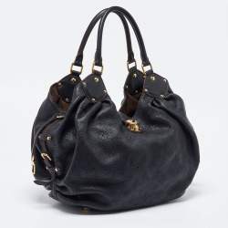 Pre Owned Louis Vuitton Black Monogram Mahina Leather L Bag
