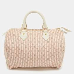 Pre Owned Louis Vuitton White/Pink Mini Lin Croisette Speedy 30 Bag