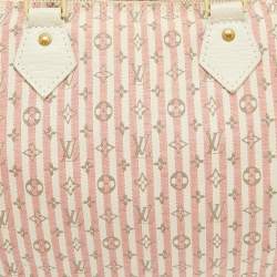 Pre Owned Louis Vuitton White/Pink Mini Lin Croisette Speedy 30 Bag
