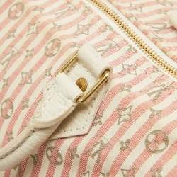 Pre Owned Louis Vuitton White/Pink Mini Lin Croisette Speedy 30 Bag