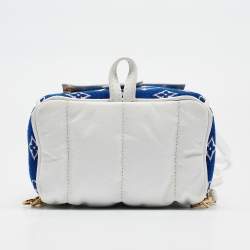 Louis Vuitton Blue/White Monogram Velvet and Leather Palm Springs Backpack