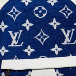 Louis Vuitton Blue/White Monogram Velvet and Leather Palm Springs Backpack