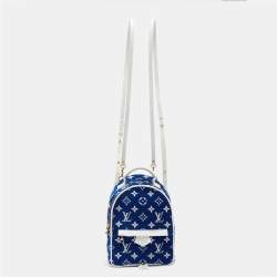 Louis Vuitton Blue/White Monogram Velvet and Leather Palm Springs Backpack