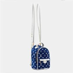 Louis Vuitton Blue/White Monogram Velvet and Leather Palm Springs Backpack