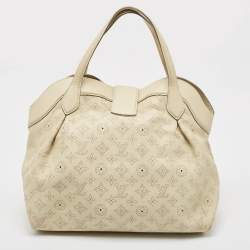 Pre Owned Louis Vuitton Lin Monogram Mahina Leather Cirrus MM Bag