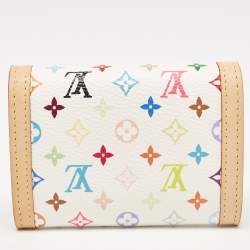 Louis Vuitton White Monogram Multicolore Canvas Porte-Monnaie Plat Coin Purse