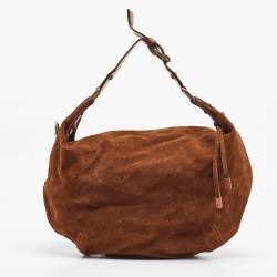 Pre Owned Louis Vuitton Brown Suede Onatah GM Hobo