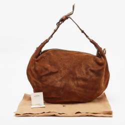 Pre Owned Louis Vuitton Brown Suede Onatah GM Hobo