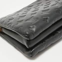 Pre Owned Louis Vuitton Black Monogram Embossed Leather Coussin PM Bag