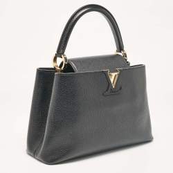 Pre Owned Louis Vuitton Black Leather Capucines PM Bag