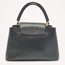 Pre Owned Louis Vuitton Black Leather Capucines PM Bag