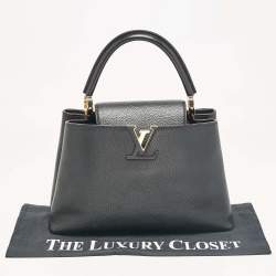 Pre Owned Louis Vuitton Black Leather Capucines PM Bag