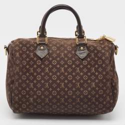 Pre Owned Louis Vuitton Ebene Monogram Canvas Mini Lin Speedy 30 Bandouliere Bag 