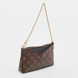 Pre Owned Louis Vuitton Black Louis Vuitton Monogram Canvas Pallas Chain Clutch